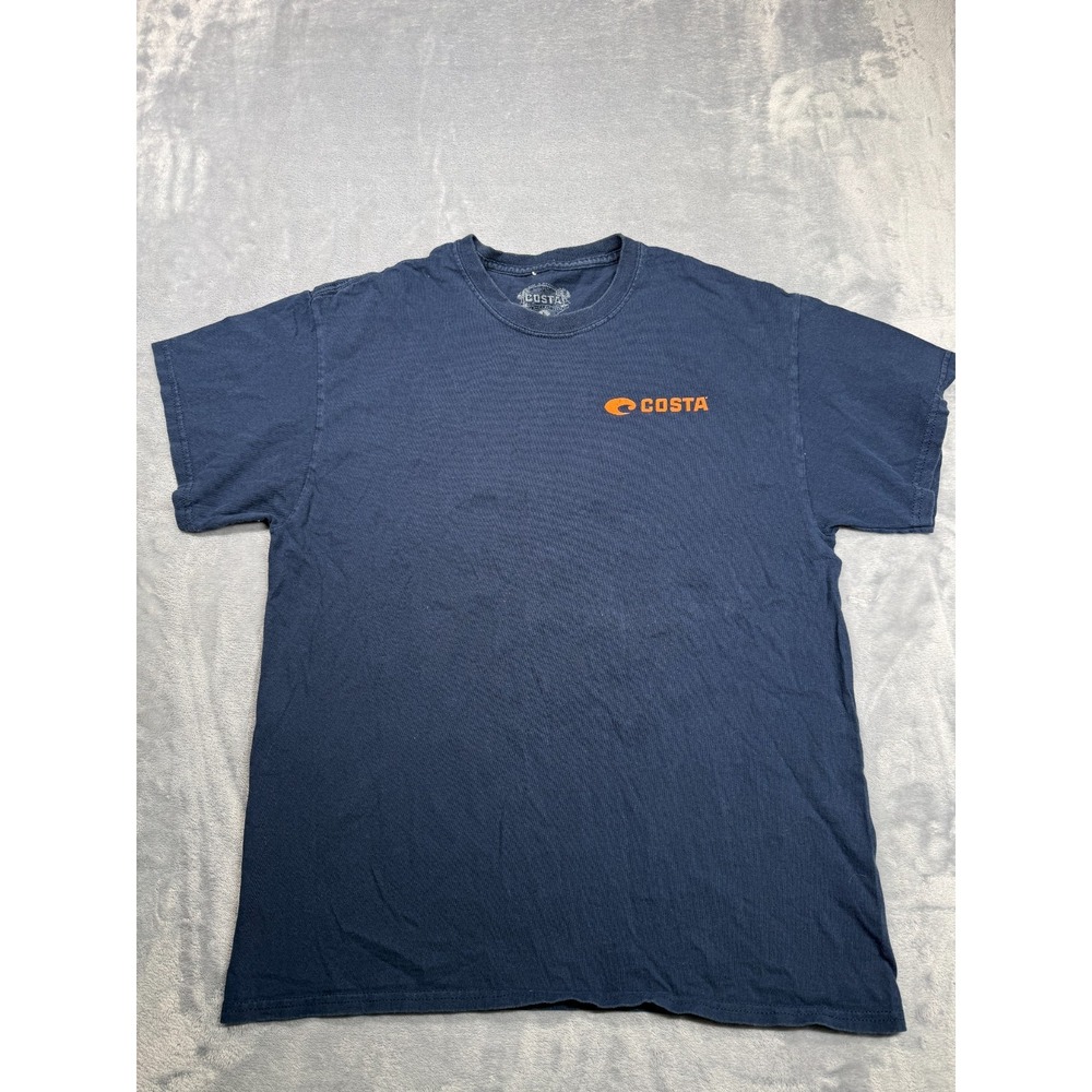 Costa Del Mar T-Shirt Men Large Navy Blue Born On The Water Fishing Logo Graphic